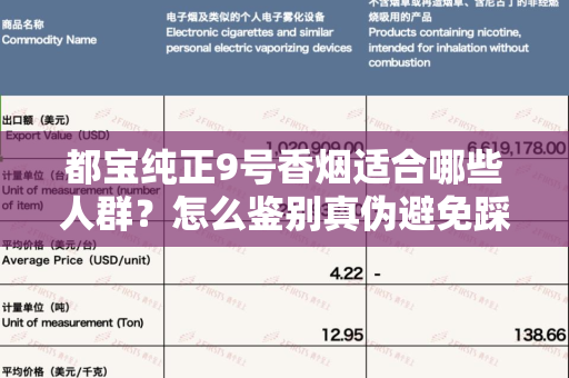 都宝纯正9号香烟适合哪些人群？怎么鉴别真伪避免踩坑？